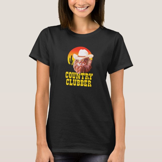 Country Clubber Cowboy Hat Cat Country Western Mu T-Shirt (Vorderseite)