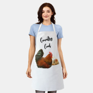 Country Cook Schürze mit Rooster und Huhn