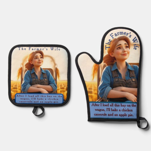Country Cosy Hay Oven Mitt and Pot Holder Set (Vorderseite)