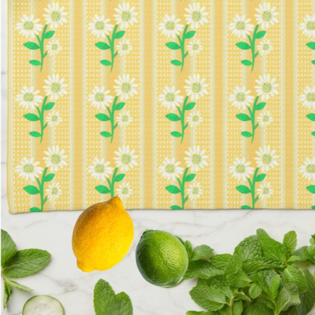 Country Cottage White Green Yellow Sunflowers Geschirrtuch (Great absorbent dish towel. Nice hostess gift!)