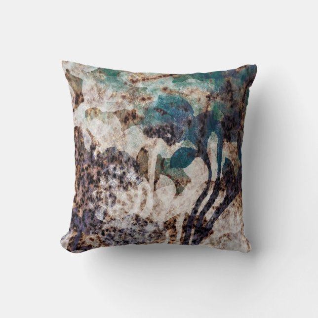 Country Cotton Silhouette Design mit Taupe Back Kissen (Vorderseite)