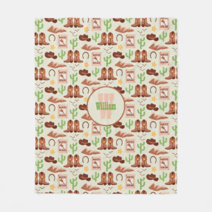 Country Cowboy Boots Stick Horse Wüste Western Fleecedecke