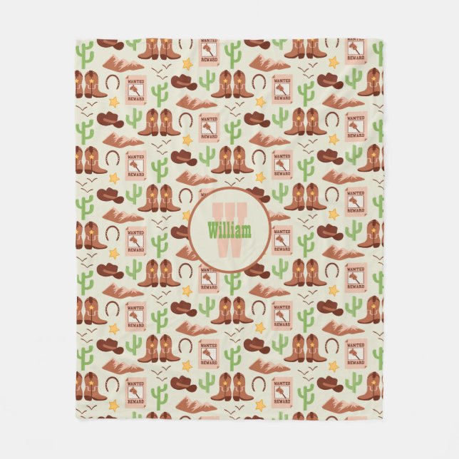 Country Cowboy Boots Stick Horse Wüste Western Fleecedecke (Vorderseite)