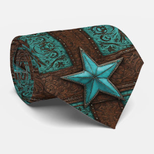 Country Cowboy Brown Türkis Western Star Krawatte
