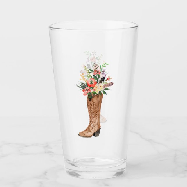 Country Cowboy Cowgirl Boot Wedding Glas (Vorderseite)