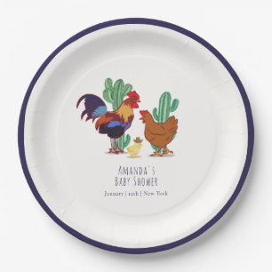 Country Cowboy Kaktus Hahn Huhn Baby Shower Pappteller