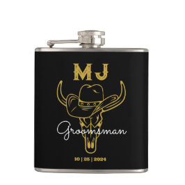Country Cowboy Personalisierte Trauzeugen Monogram Flachmann