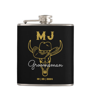 Country Cowboy Personalisierte Trauzeugen Monogram Flachmann