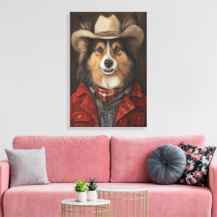 Country Cowboy Shetland Sheepdog   Sheltie Leinwanddruck