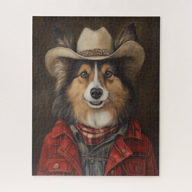 Country Cowboy Shetland Sheepdog | Sheltie Puzzle (Vertikal)
