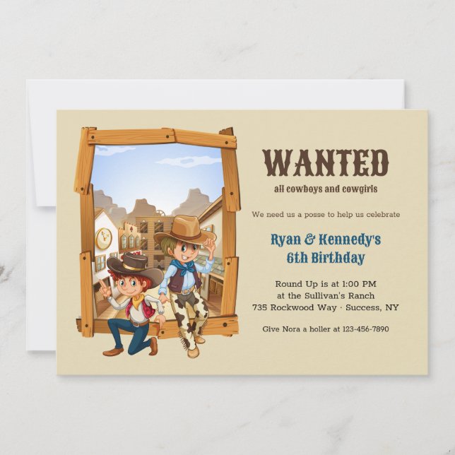 Country Cowboys Einladung zur Geburtstagsfeier (Vorderseite)