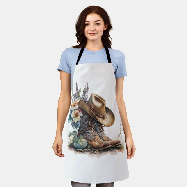 Country Cowgirl Boots Flower Hat Texas Schürze (Getragen)