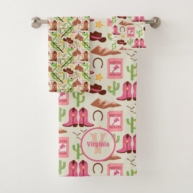 Country Cowgirl Stiefel Adorable Stick Western Badhandtuch Set (Insitu)