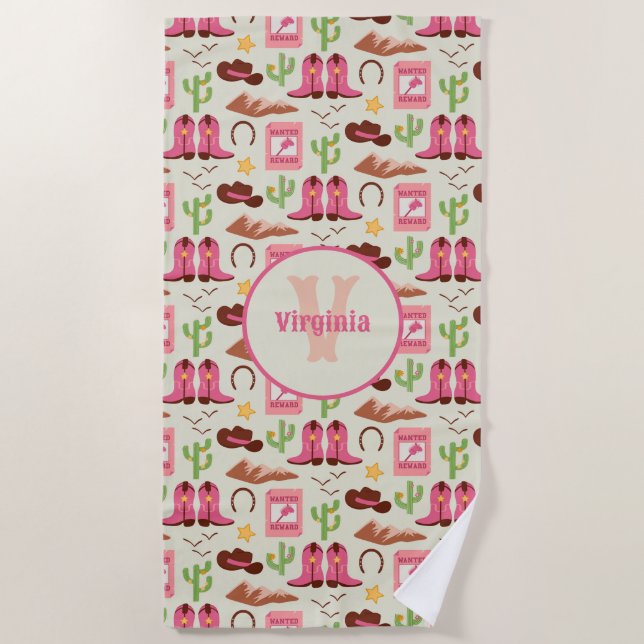 Country Cowgirl Stiefel Adorable Stick Western Strandtuch (Vorderseite)