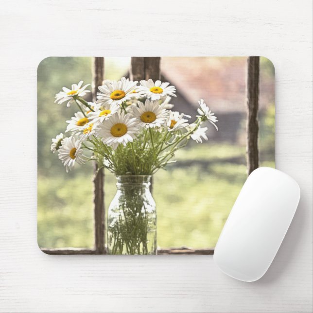 Country Daisy Bouquet im Fenster Mousepad (Mit Mouse)