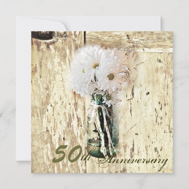 Country daisy Mauro 50. Hochzeitstag Einladung (Vorderseite)