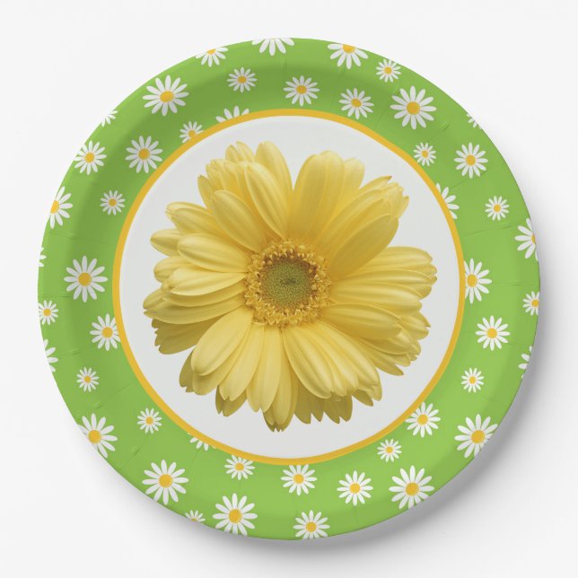 Country Daisy Muster Green Pappteller (Vorderseite)