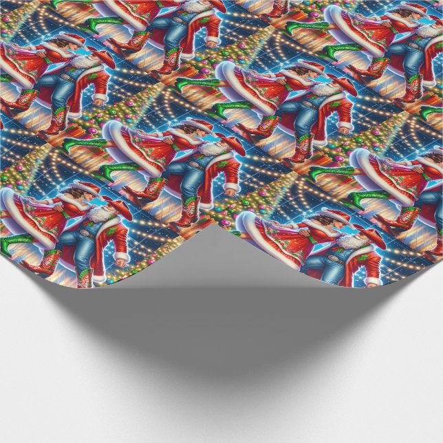 Country Dance Cowboy Cowgirl Weihnachten Geschenkpapier (Ecke)
