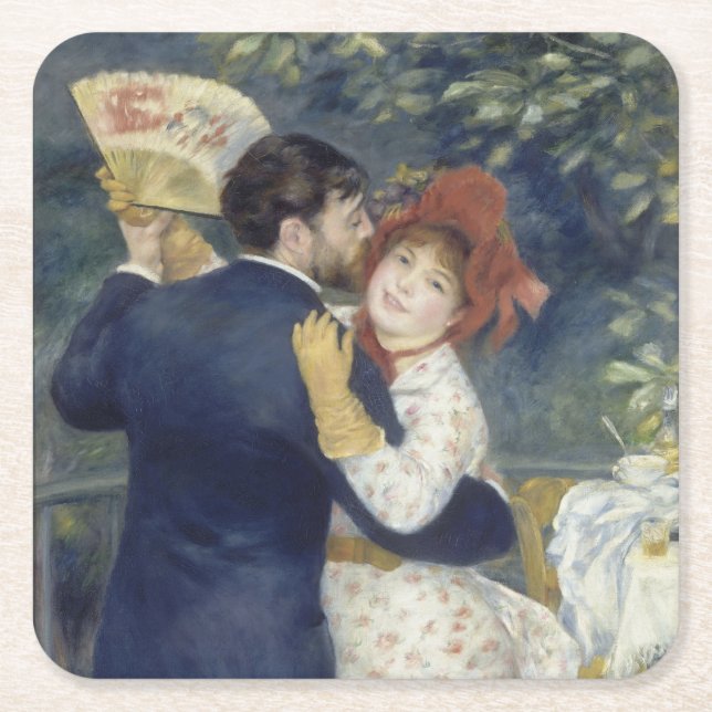 Country Dance - Renoir Impressionist Malerei Rechteckiger Pappuntersetzer (Vorderseite)