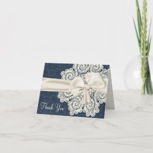 Country Denim & Ivory Lace Wedding Vielen Dank Dankeskarte