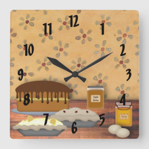Country Desserts Wall Clock Quadratische Wanduhr