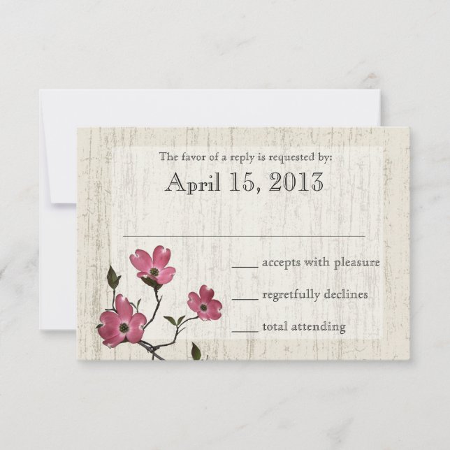 Country Dogwood Hochzeit RSVP Karte (Vorderseite)