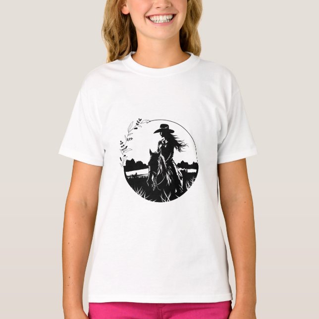 Country Elegant Horse Cowgirl Western Reitschia T-Shirt (Vorderseite)