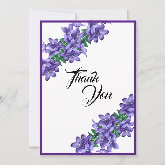Country Elegante Chic Lila Floral Dankeskarte (Vorderseite)