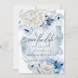 Country Elegante Floral Wasserfarbe Blauen Blumen Einladung