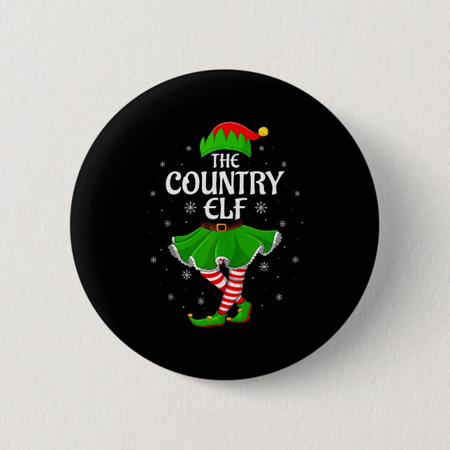 Country Elf Christmas Family Girls Women Elf Squad Button (Vorderseite)