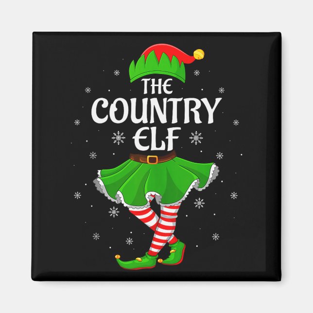 Country Elf Christmas Family Girls Women Elf Squad Magnet (Vorne)