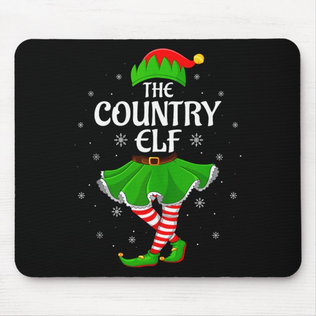 Country Elf Christmas Family Girls Women Elf Squad Mousepad (Vorne)