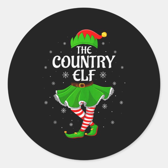 Country Elf Christmas Family Girls Women Elf Squad Runder Aufkleber (Vorderseite)
