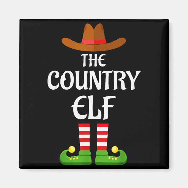 Country Elf Family Matching Group Christmas Cowboy Magnet (Vorne)