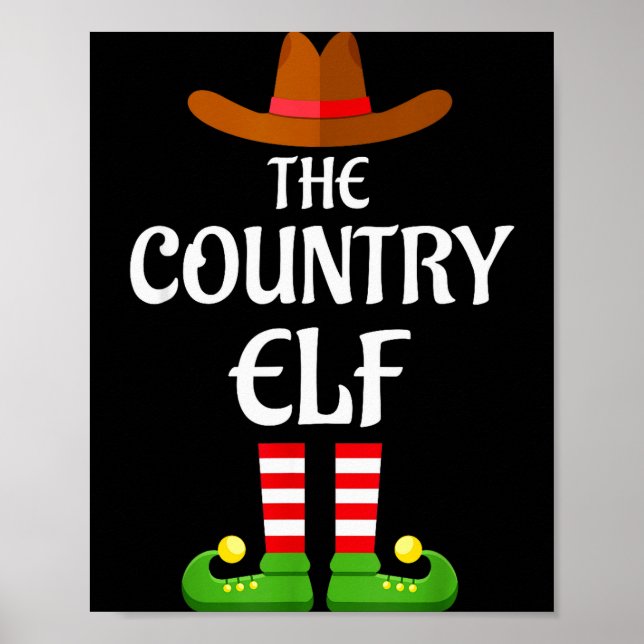 Country Elf Family Matching Group Christmas Cowboy Poster (Vorne)
