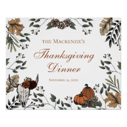 Country Erntedank Party Fall Ernte Bullschädel Poster