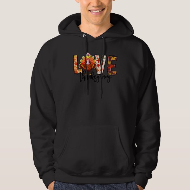 Country Fall Vibes Thankful Love Thanksgiving Turk Hoodie (Vorderseite)