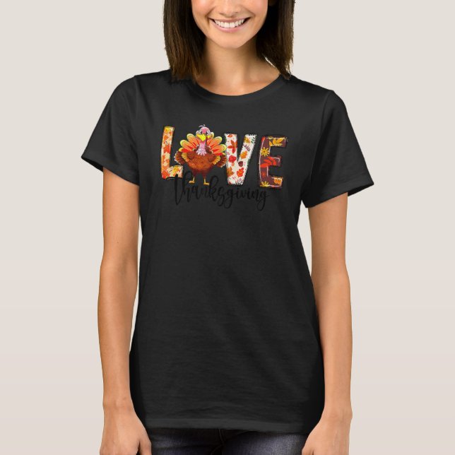 Country Fall Vibes Thankful Love Thanksgiving Turk T-Shirt (Vorderseite)