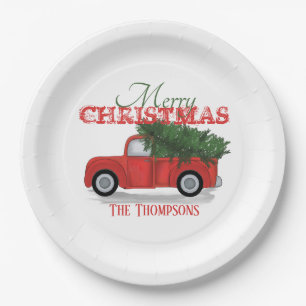 Country Farm Red Truck Custom Holiday Weihnachten Pappteller
