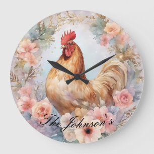 Country Farm Rooster Wall Clock Große Wanduhr