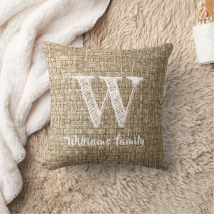 Country Farm Weave Monogram Kissen