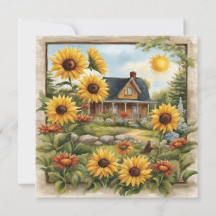 Country Farmhouse Dreamy golden Sonnenblumen Karte