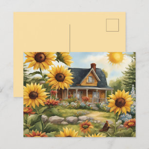Country Farmhouse Dreamy Golden Sonnenblumen Postkarte