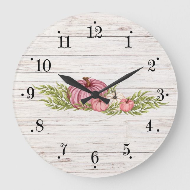 Country Farmhouse White Wash Holz Wall Clock Große Wanduhr (Vorderseite)