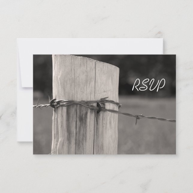 Country Fence Post Country Ranch Wedding RSVP Card (Vorderseite)