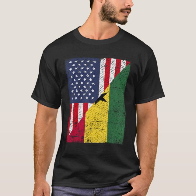 Country Flag Design  Half USA Half Ghana T-Shirt (Vorderseite)