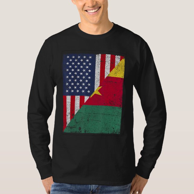 Country Flag  Half USA Half Cameroon T-Shirt (Vorderseite)
