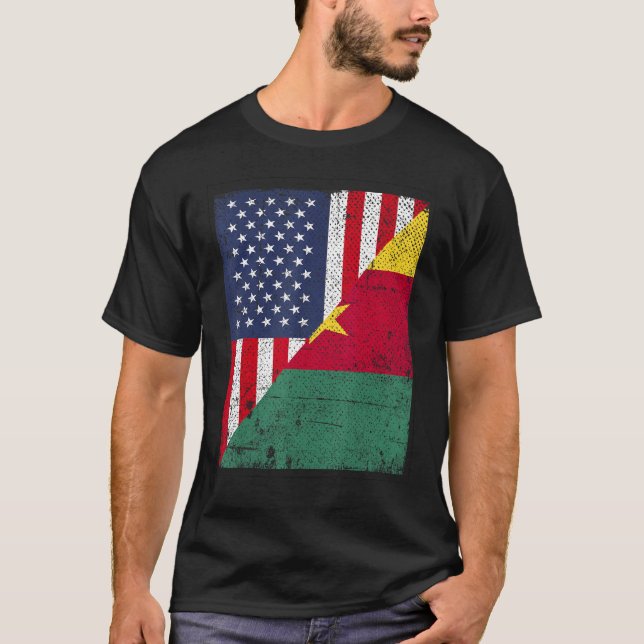 Country Flag  Half USA Half Cameroon T-Shirt (Vorderseite)