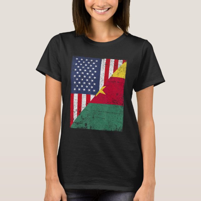 Country Flag  Half USA Half Cameroon T-Shirt (Vorderseite)