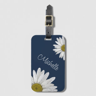 Country Floral Daisies Simple Navy Blue Gepäckanhänger